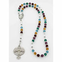 Custom rosary with multiple color birthstones. 