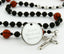 Black baptism rosary with basketballs and an engraved disc, for a boy’s baptism gift.