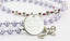 Lavender fancy baptism rosary with an engraved disc, for a girl’s baptism gift.