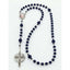 Dark blue memorial rosary with photo centerpiece for a personalized memorial gift.