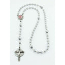 Grey memorial rosary with photo centerpiece for a personalized memorial gift.