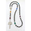 Men's rosary with black pearls and multicolored birthstones for a family gift.