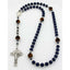 Custom dark blue and brown men's rosary with Dad in beads.