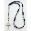 Personalized dark blue and grey men's rosary with multiple names in beads.