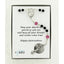 Girl’s black, pink and green quinceanera rosary in Charming Rosary gift box with card message.