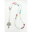Custom rosary with white pearls and multiple color birthstones. 