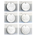 Charming Rosary engraved disc options for custom teacher rosary gift